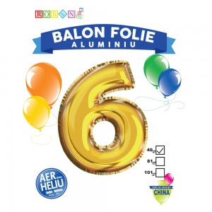 Balon, folie aluminiu, auriu, cifra 6, 40 cm 14061-6 2.521008