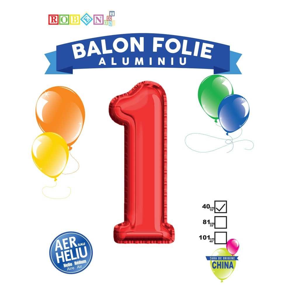 Balon, folie aluminiu, rosu, cifra 1, 40 cm 14063-1 2.521008