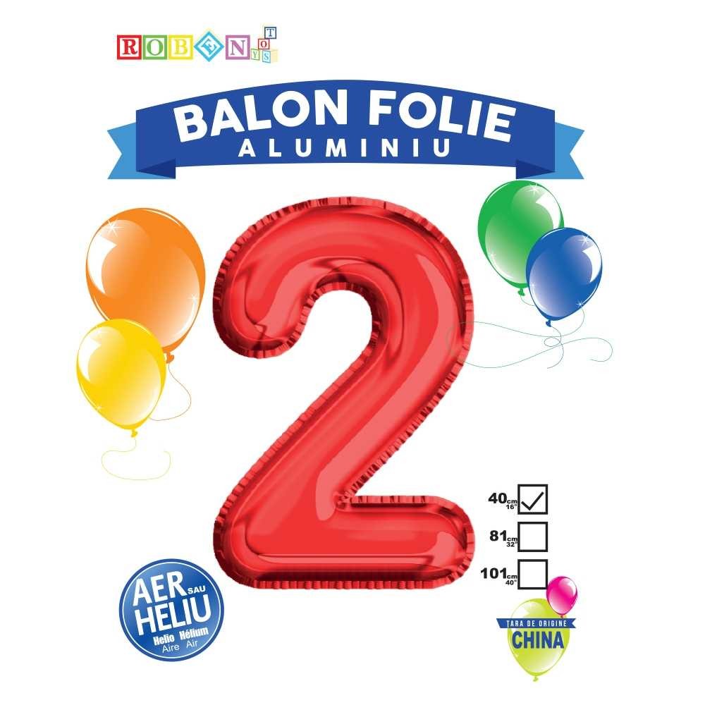 Balon, folie aluminiu, rosu, cifra 2, 40 cm 14063-2 2.521008