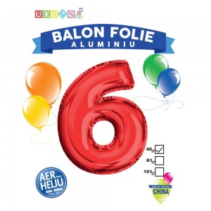 Balon, folie aluminiu, rosu, cifra 6, 40 cm 14063-6 2.521008
