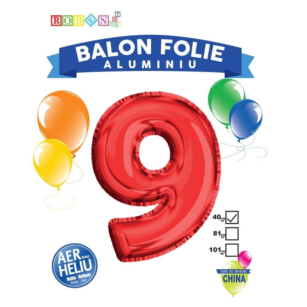 Balon, folie aluminiu, rosu, cifra 9, 40 cm 14063-9 2.521008