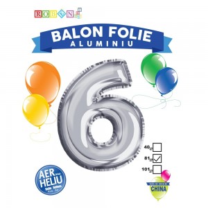 Balon, folie aluminiu, argintiu, cifra 6, 81 cm 18162-6 0