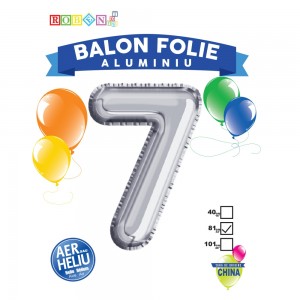 Balon, folie aluminiu, argintiu, cifra 7, 81 cm 18162-7 5.462185