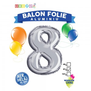 Balon, folie aluminiu, argintiu, cifra 8, 81 cm 18162-8 5.462185