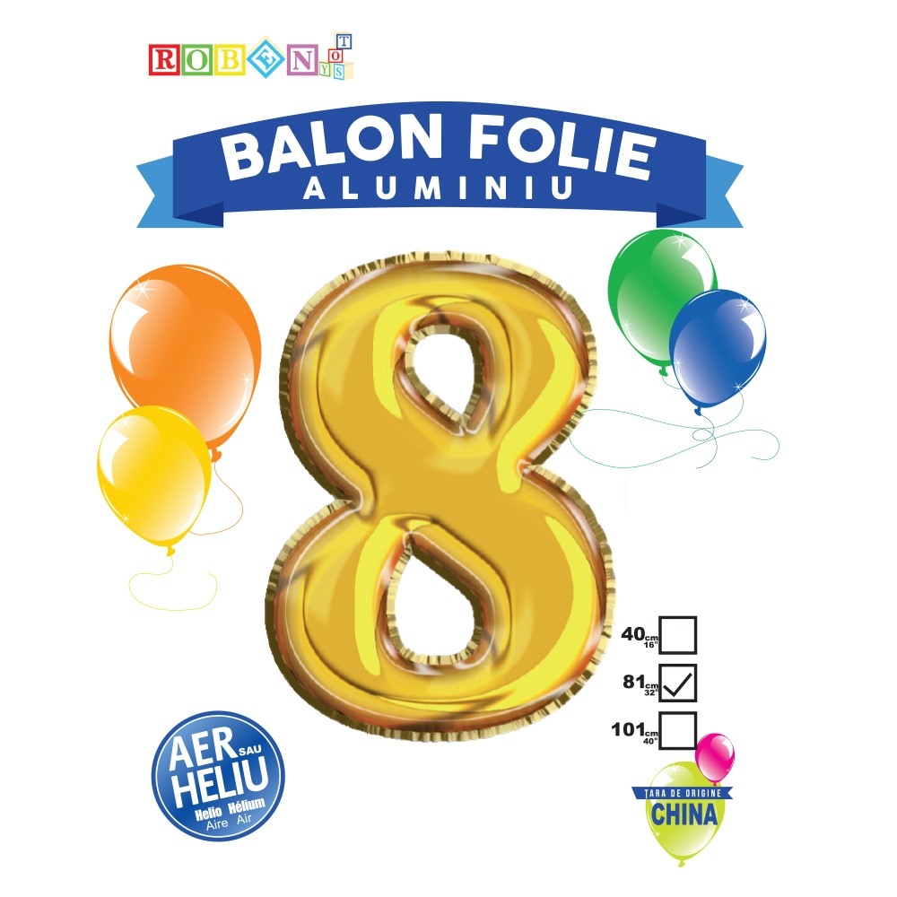 Balon, folie aluminiu, auriu, cifra 8, 81 cm 18161-8 5.462185