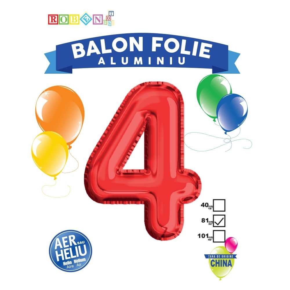 Balon, folie aluminiu, rosu, cifra 4, 81 cm 18163-4 5.462185