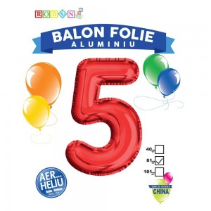 Balon, folie aluminiu, rosu, cifra 5, 81 cm 18163-5 5.462185