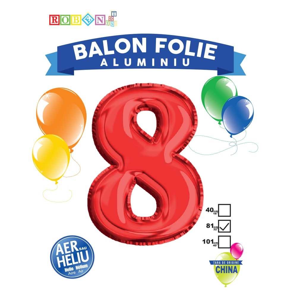 Balon, folie aluminiu, rosu, cifra 8, 81 cm 18163-8 5.462185
