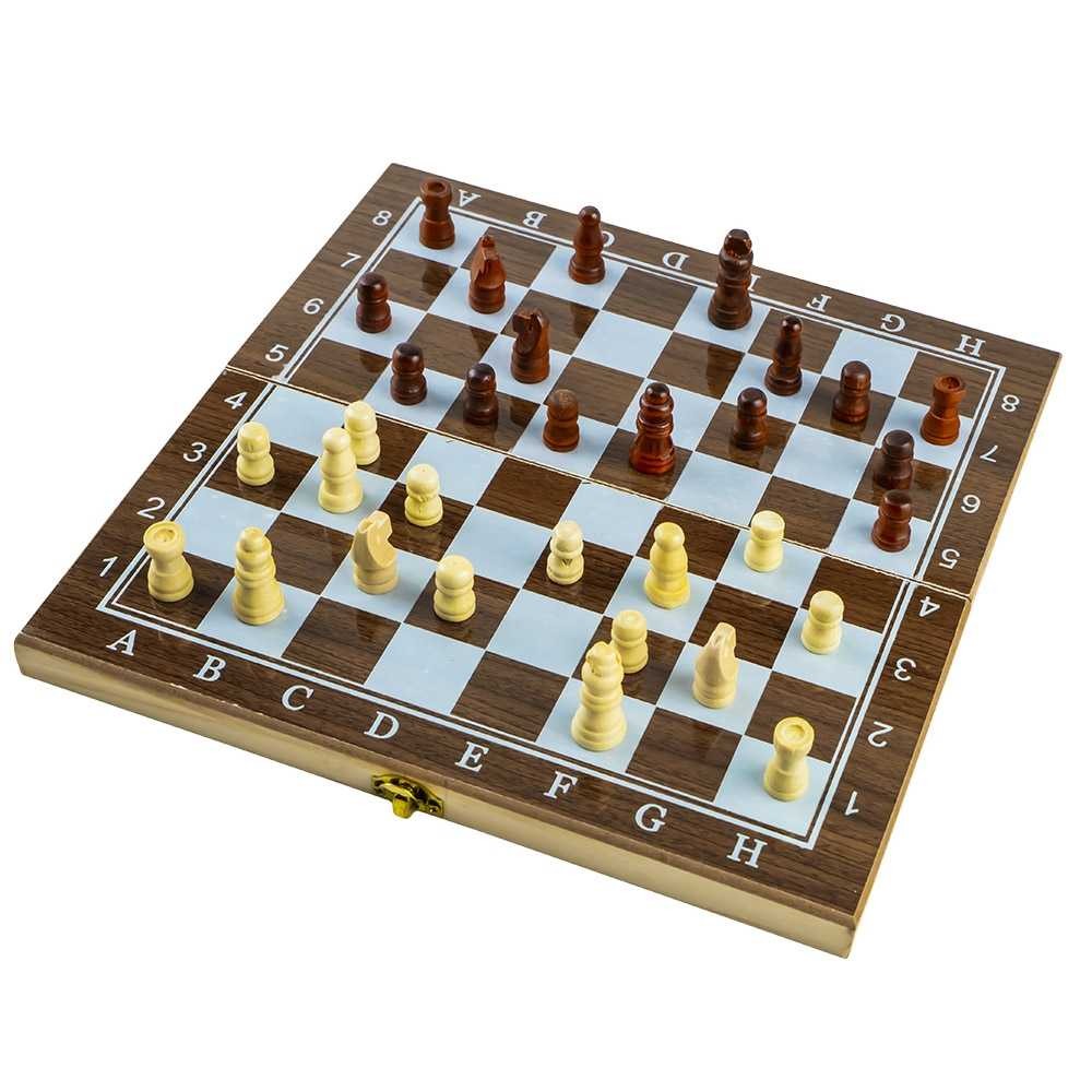 Joc 3 in 1: sah, table, dame! Cutie lemn, 39.5x19.5cm 8939-4 0