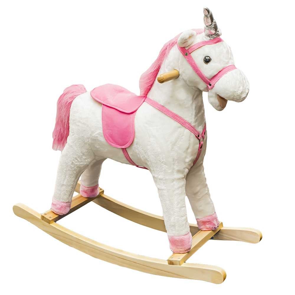 Unicorn balansoar, lemn + plus, roz, 78x28x68 cm XL210 0