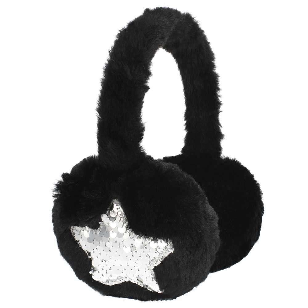 Casca protectie urechi, Neagra, cu blanita si paiete - STARPAK 477836 29.411765