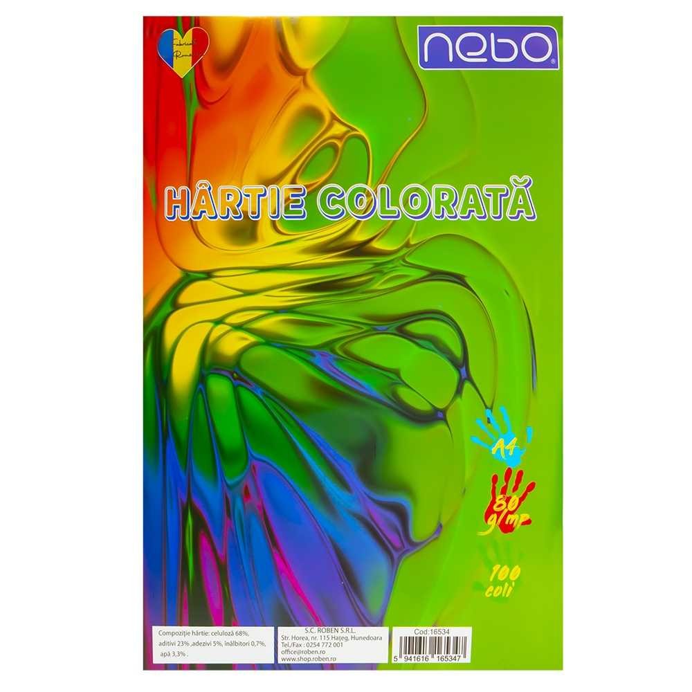 Hartie color A4, 10 culori, 100 coli/set, 80g/mp - NEBO 16534 16.806723