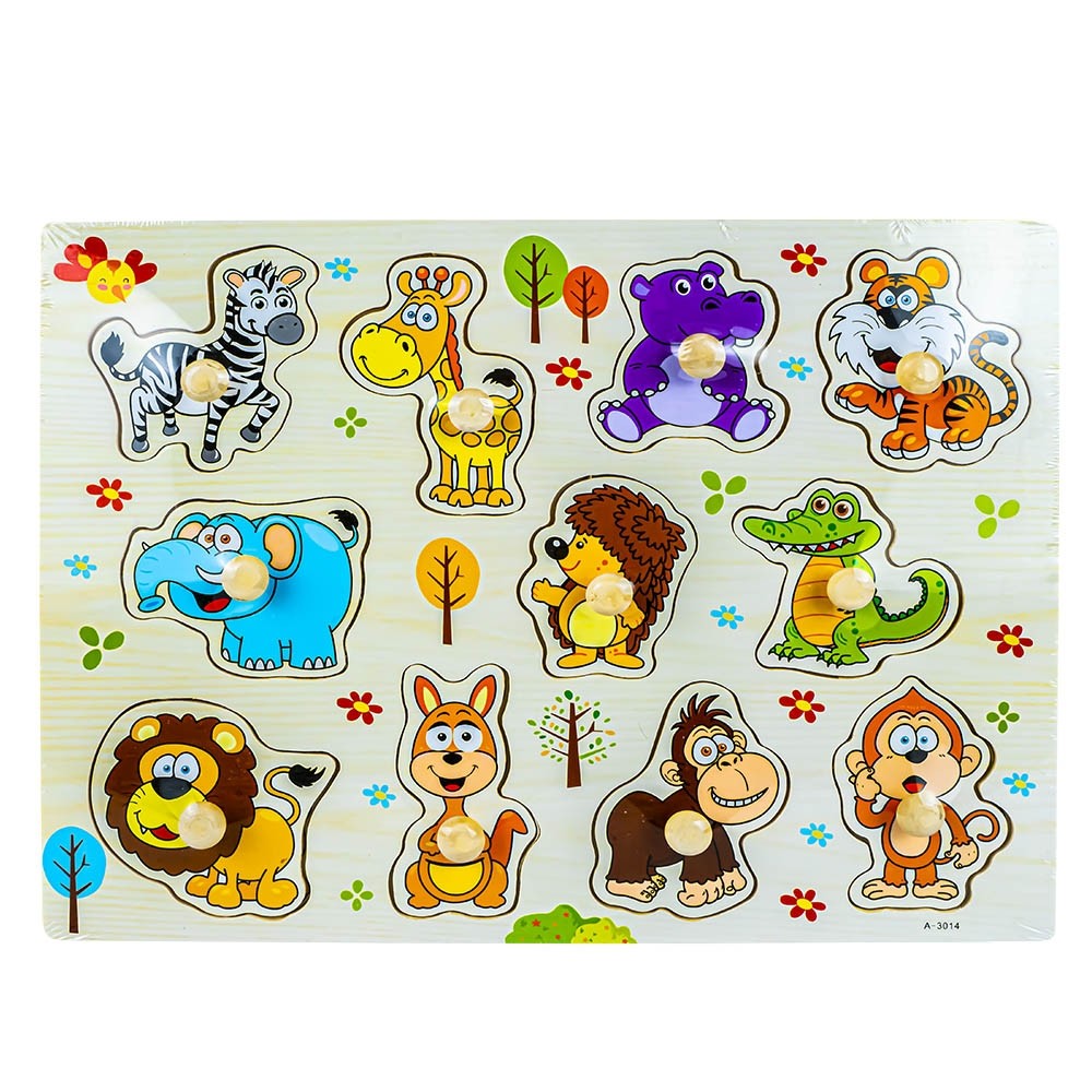 Puzzle din lemn, incastru, cu pioneze, Animale A-3014 26.890756