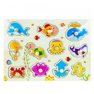 Puzzle din lemn, incastru, cu pioneze, Animale marine A-3012 26.890756