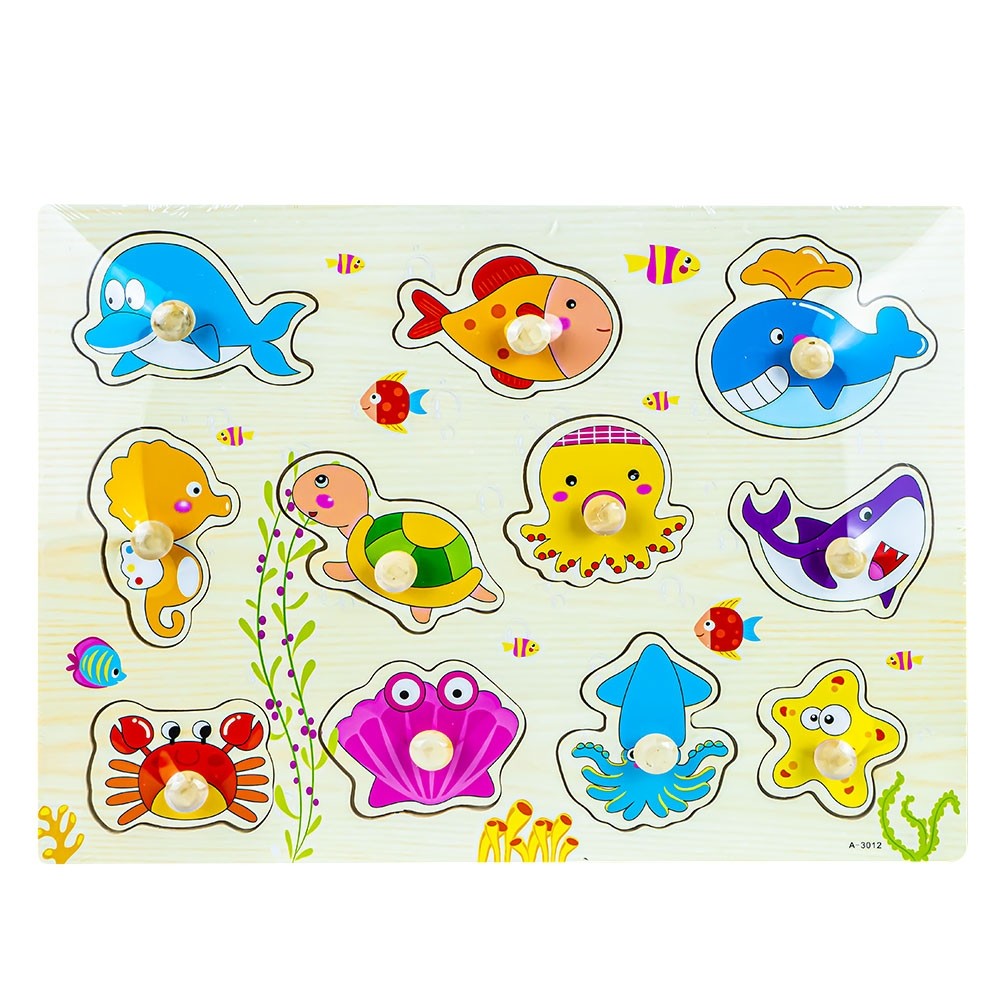 Puzzle din lemn, incastru, cu pioneze, Animale marine A-3012 26.890756