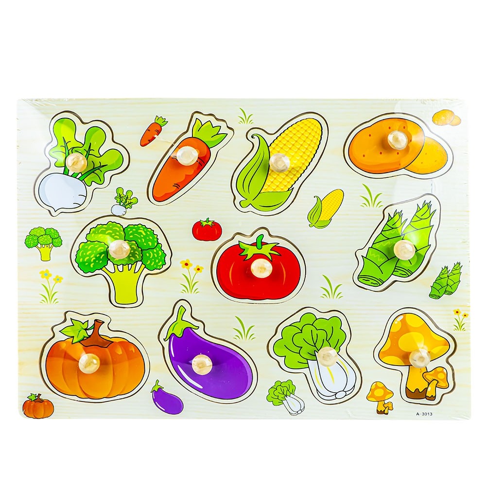Puzzle din lemn, incastru, cu pioneze, Legume A-3013 26.890756