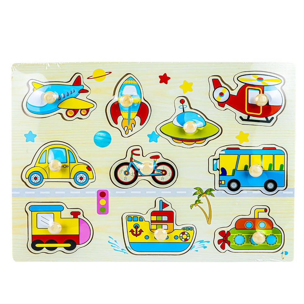 Puzzle din lemn, incastru, cu pioneze, Vehicule A-3007 26.890756
