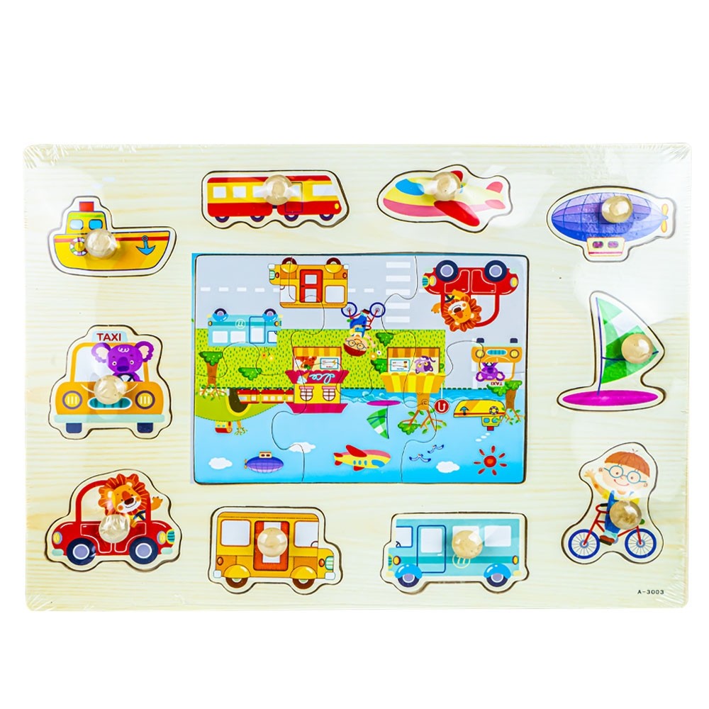 Puzzle din lemn, incastru, cu pioneze, Vehicule A-3003 26.890756
