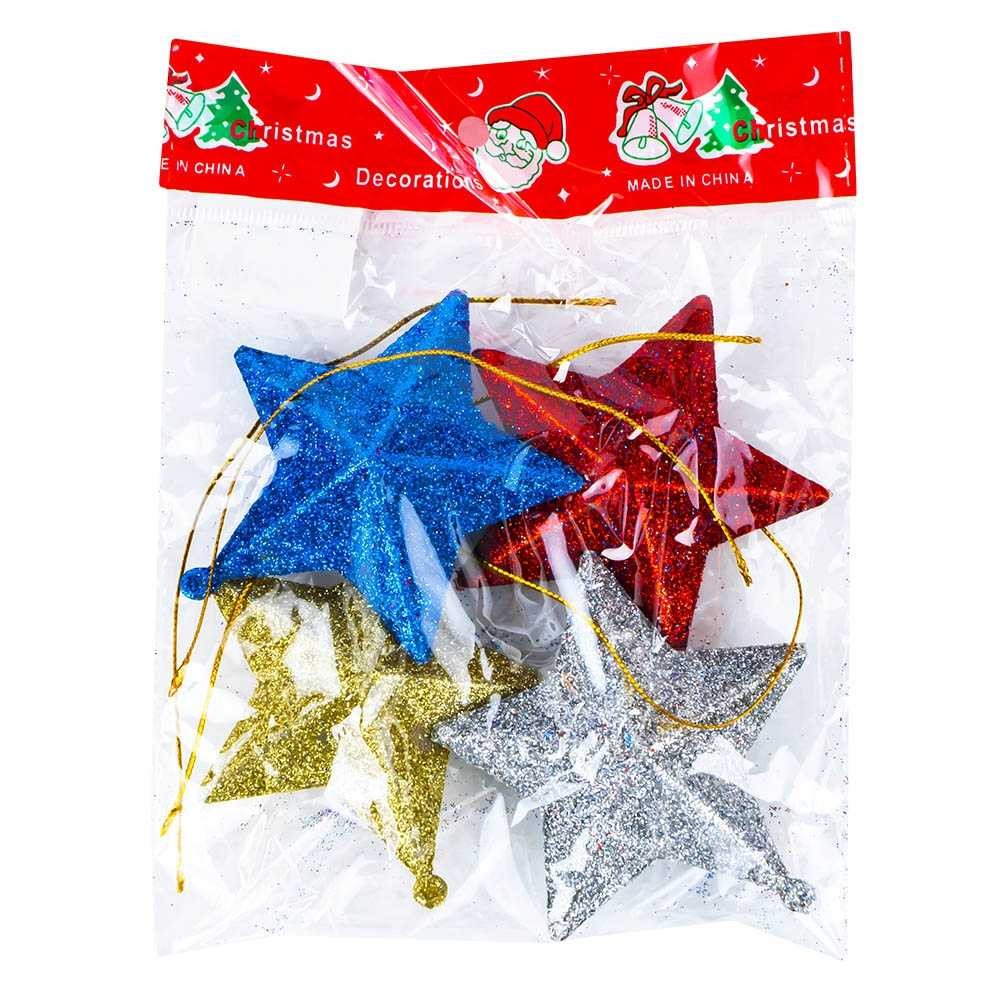 Ornament Craciun, Stea color, 7 cm, 4 buc/set KY-20288 3.361345