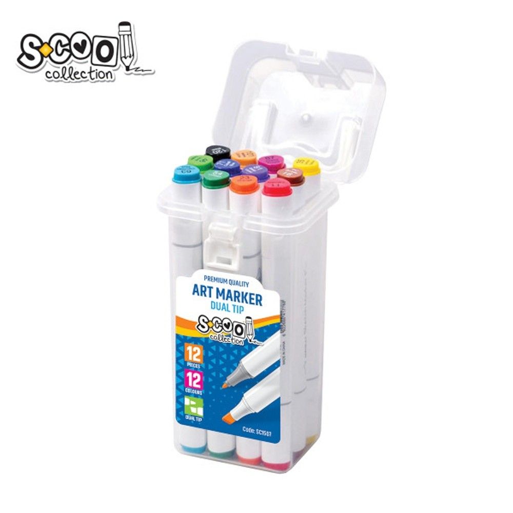 Markere cu 2 capete, 6mm-3mm, 12 cul/set - S-COOL SC1507 31.932773
