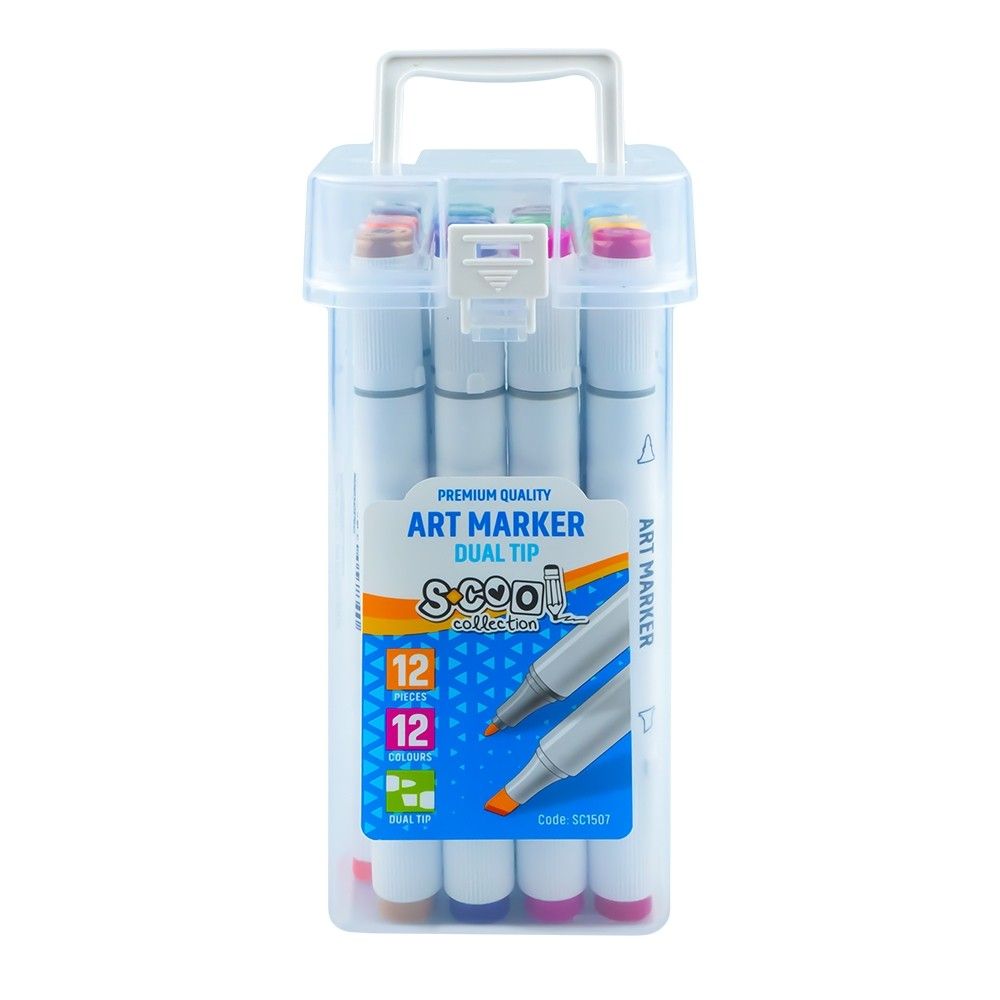 Markere cu 2 capete, 6mm-3mm, 12 cul/set - S-COOL SC1507 31.932773