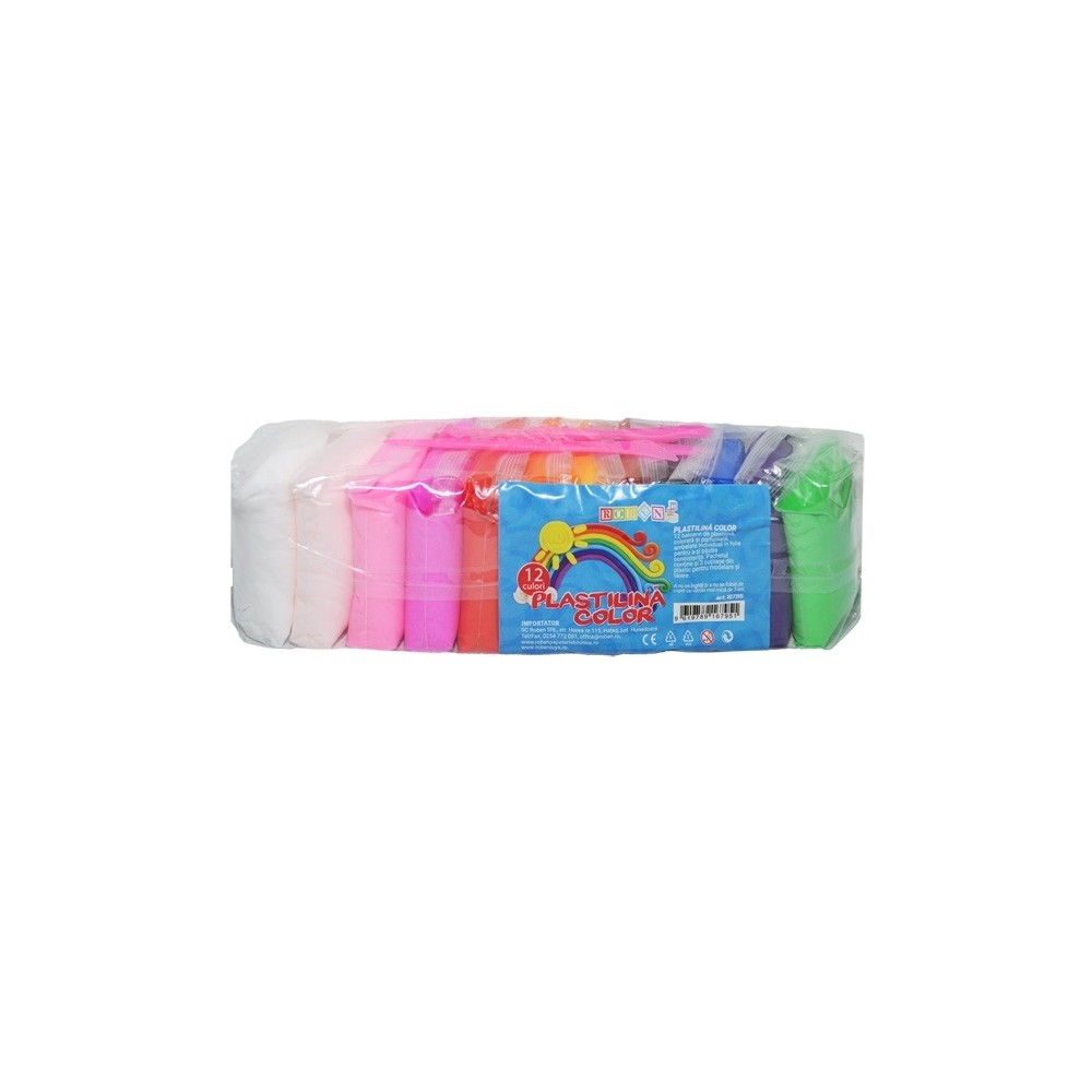 Plastilina modelaj 12 culori/set - ROBENTOYS