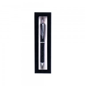 Pix metal sidefat negru in cutie cadou, cu mecanism, mina albastra - OFFISHOP