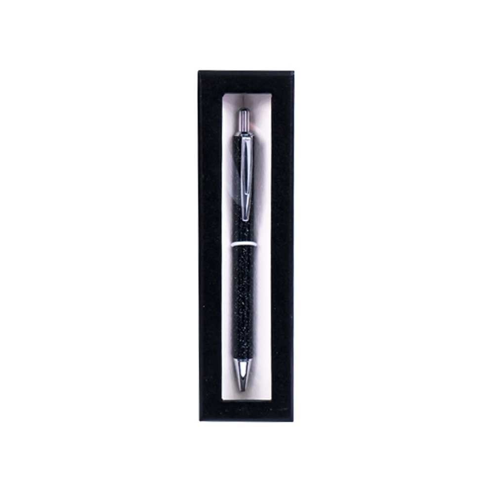 Pix metal sidefat negru in cutie cadou, cu mecanism, mina albastra - OFFISHOP