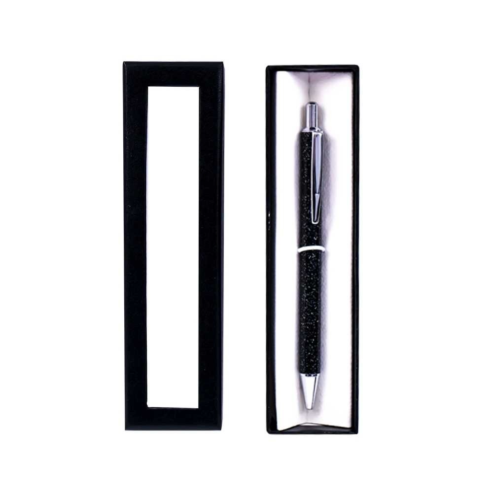 Pix metal sidefat negru in cutie cadou, cu mecanism, mina albastra - OFFISHOP