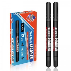 Marker CD/DVD 2 capete, negru, 0,5-0,1 mm, 12 buc/set - OFFISHOP